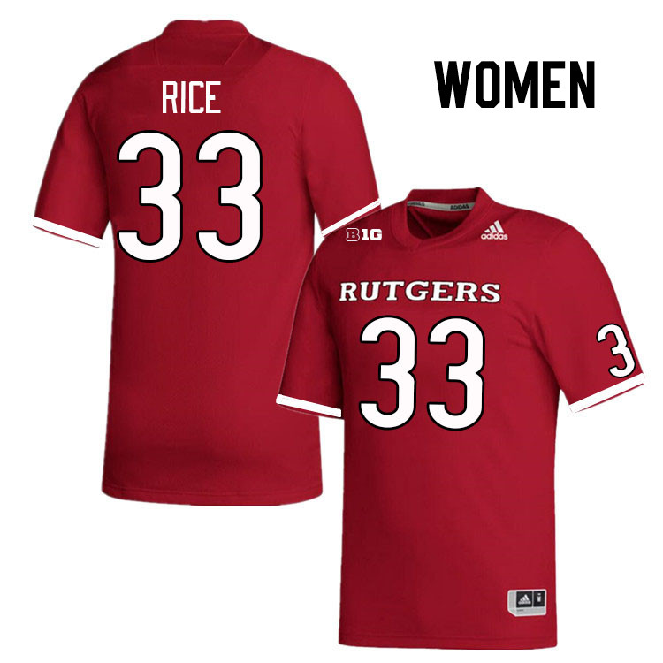 Women #33 Lance Rice Rutgers Scarlet Knights College Football Jerseys Stitched Sale-Scarlet - Click Image to Close